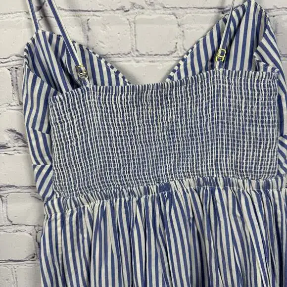 NWT J Crew Factory Blue White Cotton Stripe Tank Dress Size 00 - Picture 4 of 6